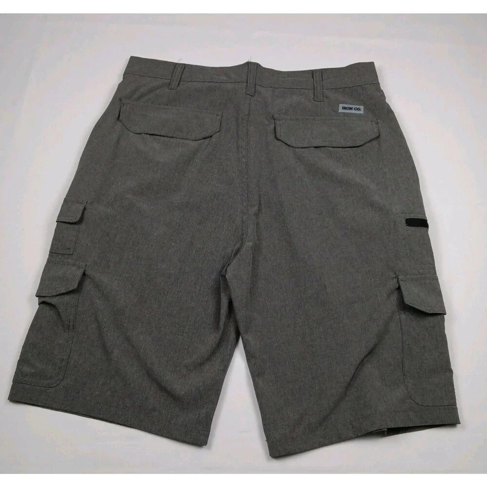 Iron Co Mens Size 32 Hybrid Cargo Shorts Stretch Quick Dry Gray Utility